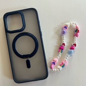 Heart Phone Charm! Pink and Purple Phone Strap